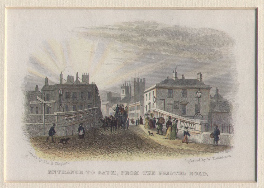 Print - Entrance to Bath, from the Bristol Road - Tombleson